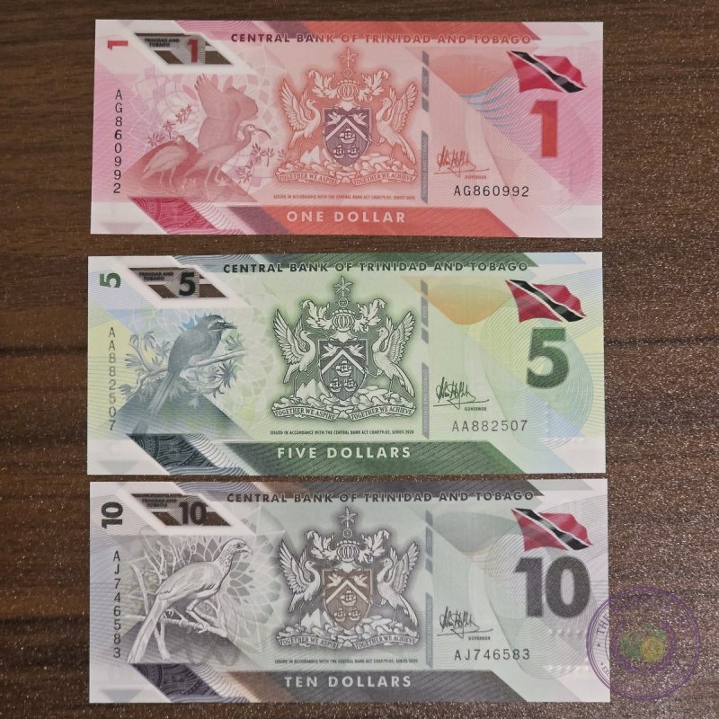ترينيداد وتوباغو 🇹🇹 طقم ١ و٥ و١٠ دولار (٢٠٢٠)
