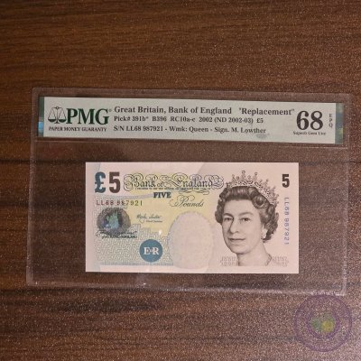 United Kingdom 5 Pounds (2002) P391b PMG 68 EPQ