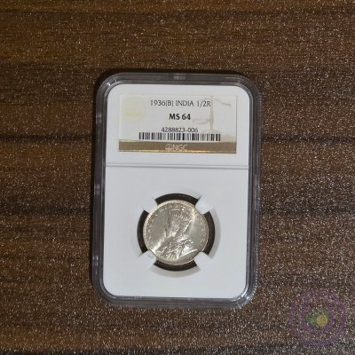 India 1/2 Rupee (1936) NGC 64