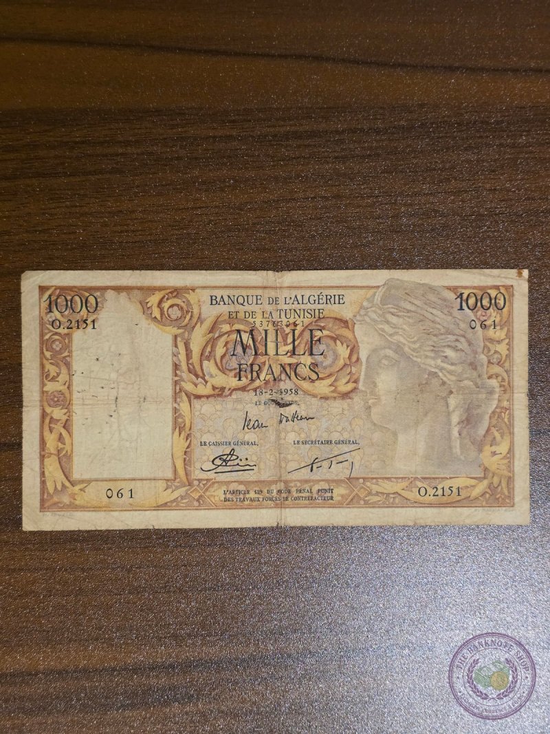 الجزائر  🇩🇿 1000 فرانك 1958