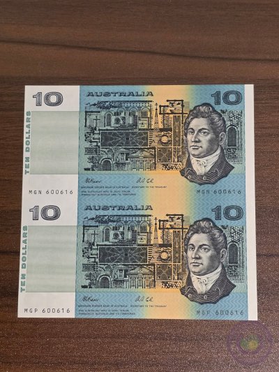 زوج متصل (Uncut Pair) عملة ورقية أستراليا 🇦🇺 $10